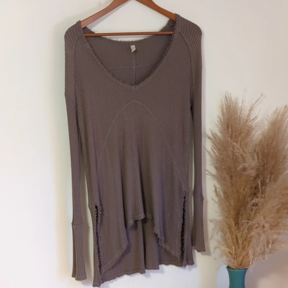 Free People Sunset Park Waffle Thermal Tunic
